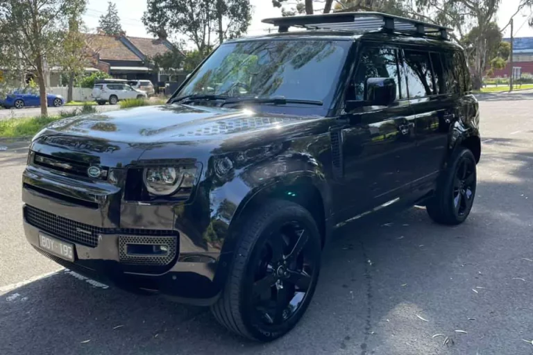 A black car parked outside